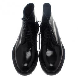 Saint Laurent Paris Black Patent Signature Army Combat Boots Size 41
