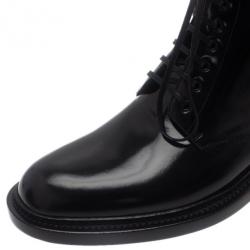 Saint Laurent Paris Black Patent Signature Army Combat Boots Size 41