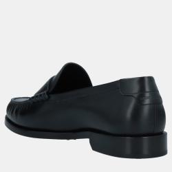 Saint Laurent Black Leather Penny Loafers 45