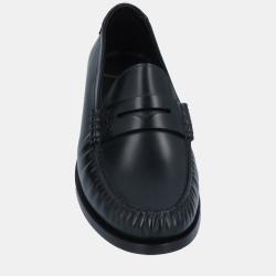 Saint Laurent Black Leather Penny Loafers 45