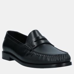 Saint Laurent Black Leather Penny Loafers 45
