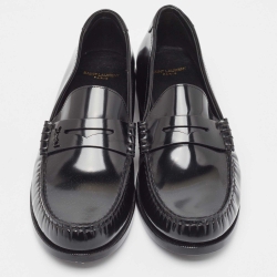Pre Owned Saint Laurent Black Patent Leather Le Loafers Size 46