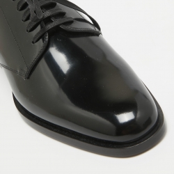 Pre Owned Saint Laurent Black Patent Leather Lace Up Derby Size 41