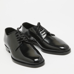 Pre Owned Saint Laurent Black Patent Leather Lace Up Derby Size 41