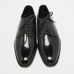 Pre Owned Saint Laurent Black Patent Leather Lace Up Derby Size 41