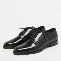 Pre Owned Saint Laurent Black Patent Leather Lace Up Derby Size 41