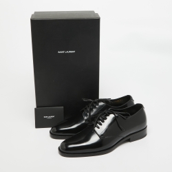 Pre Owned Saint Laurent Black Patent Leather Lace Up Derby Size 41