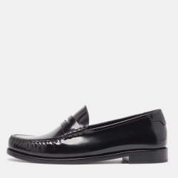 Saint Laurent Black Glossy Leather Penny Loafers Size 41