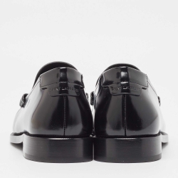 Saint Laurent Black Glossy Leather Penny Loafers Size 41