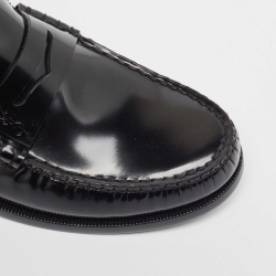 Saint Laurent Black Glossy Leather Penny Loafers Size 41
