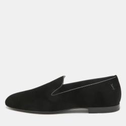 Saint Laurent Black Velvet Smoking Slippers Size 44
