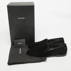 Saint Laurent Black Velvet Smoking Slippers Size 44