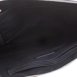 Pre Owned Saint Laurent Paris Black Croc Embossed Leather Porte Document