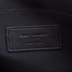 Pre Owned Saint Laurent Paris Black Croc Embossed Leather Porte Document