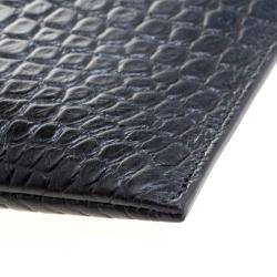 Pre Owned Saint Laurent Paris Black Croc Embossed Leather Porte Document