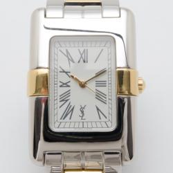 Yves Saint Laurent Rectangular Two Toned Unisex Wristwatch