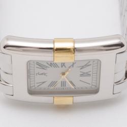 Yves Saint Laurent Rectangular Two Toned Unisex Wristwatch