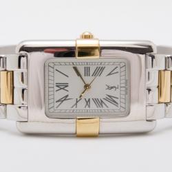 Yves Saint Laurent Rectangular Two Toned Unisex Wristwatch