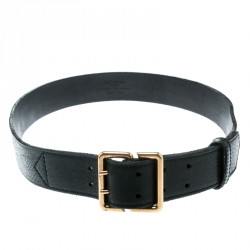 Pre Owned Saint Laurent Black Leather Buckle Belt 100 CM