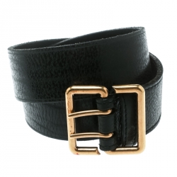 Pre Owned Saint Laurent Black Leather Buckle Belt 100 CM