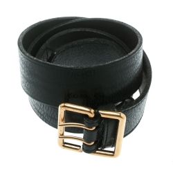 Pre Owned Saint Laurent Black Leather Buckle Belt 100 CM