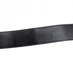 Pre Owned Saint Laurent Paris Black Leather YSL Logo Buckle Belt 100CM