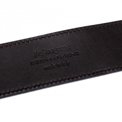 Pre Owned Saint Laurent Paris Dark Brown Leather YSL Logo Buckle  Belt 100CM