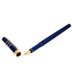 Yves Saint Laurent Blue Lacquer Gold Tone Fountain Pen 