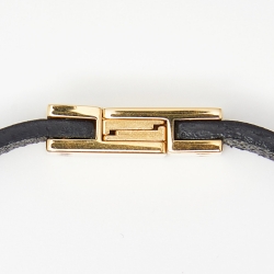 Pre Owned Saint Laurent Black Leather Cassandre Bracelet