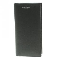 Saint Laurent Paris Dark Grey Grain Leather Continental Wallet