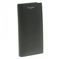 Saint Laurent Paris Dark Grey Grain Leather Continental Wallet