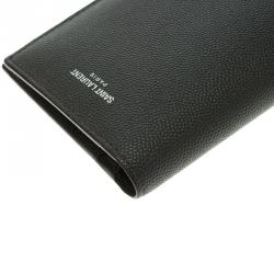 Saint Laurent Paris Dark Grey Grain Leather Continental Wallet