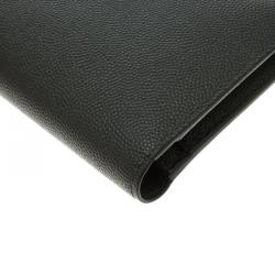 Saint Laurent Paris Dark Grey Grain Leather Continental Wallet