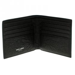 Saint Laurent Black Croc Embossed Leather Bifold Wallet