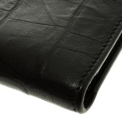 Saint Laurent Black Croc Embossed Leather Bifold Wallet