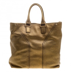 Saint Laurent Bronze Pebbled Leather Tote 