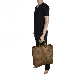 Saint Laurent Bronze Pebbled Leather Tote 