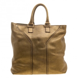 Saint Laurent Bronze Pebbled Leather Tote 
