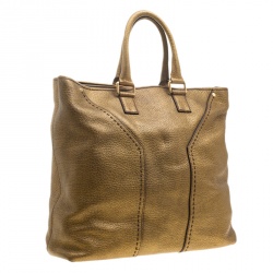 Saint Laurent Bronze Pebbled Leather Tote 