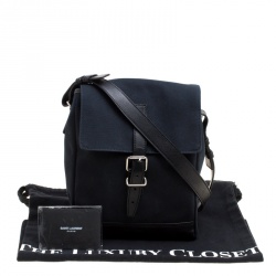 Saint Laurent Black Canvas Hunting Crossbody Bag