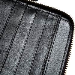 Saint Laurent Paris Black Printed Leather Zip Around Compact Wallet