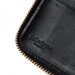 Saint Laurent Paris Black Printed Leather Zip Around Compact Wallet