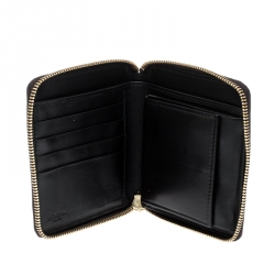 Saint Laurent Paris Black Printed Leather Zip Around Compact Wallet