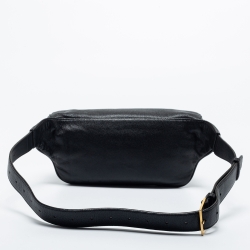 Saint Laurent Black Leather Cassandre Belt Bag