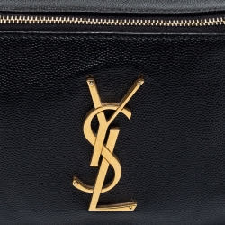 Saint Laurent Black Leather Cassandre Belt Bag