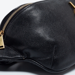Saint Laurent Black Leather Cassandre Belt Bag