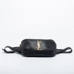 Saint Laurent Black Leather Cassandre Belt Bag