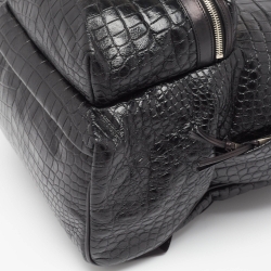 Saint Laurent Black Croc Embossed Leather City Backpack