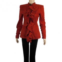 مملوكة مسبقًا Saint Laurent Paris Silk Suede Ruffle Jacket M