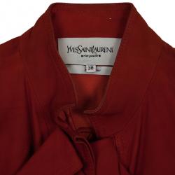 مملوكة مسبقًا Saint Laurent Paris Silk Suede Ruffle Jacket M